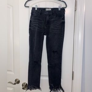 Free people distressed and frayed black jeans size 26